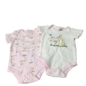 Bundle of 2 Bunny Theme Onesies 100% Cotton Guess How Much I Love You Baby 9 M